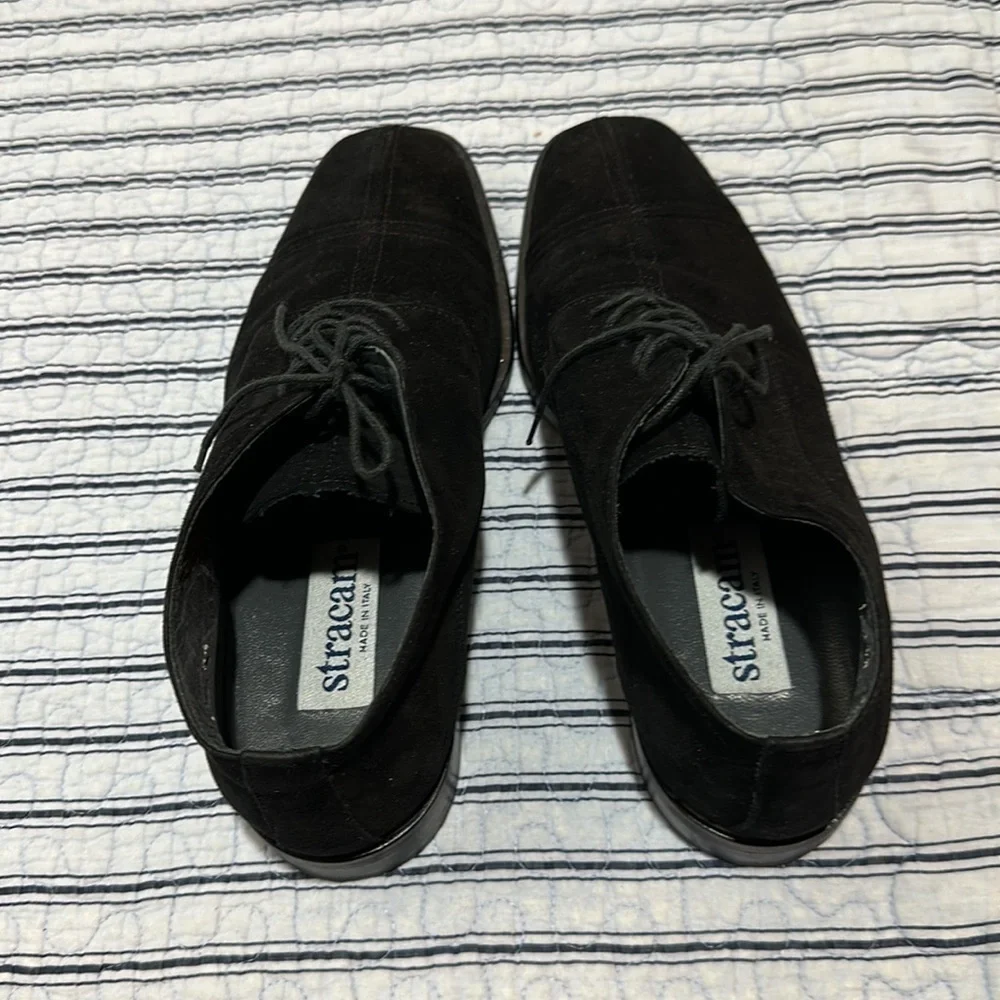 Stracam Italy Black  Suede Panels Dress Oxford Shoes size 8.5 - Picture 3 of 16
